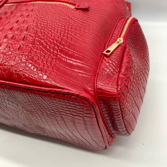 Exculuxe Red Croc Embossed Vegan Leather Windsor Backpack main image 7